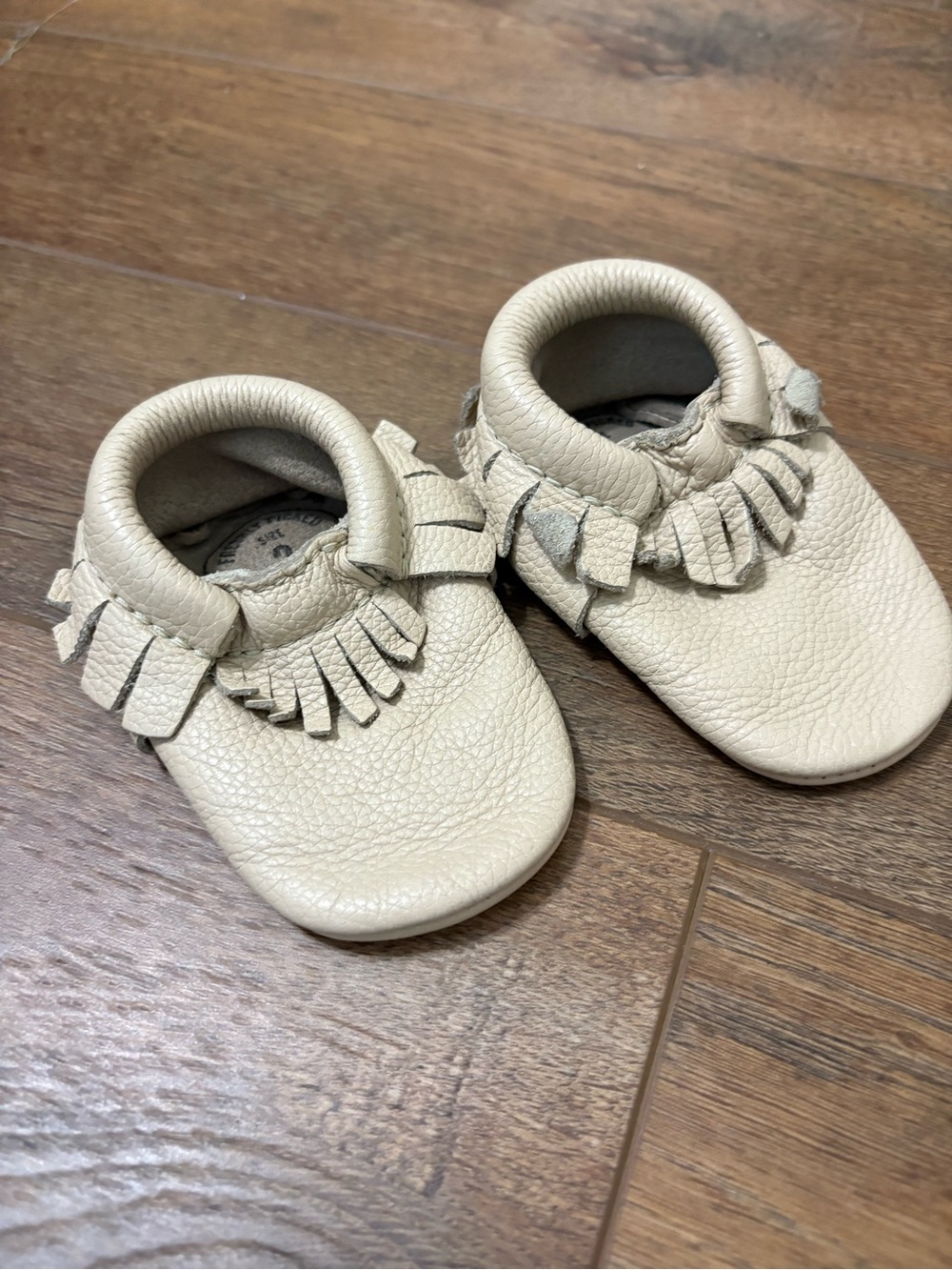Freshly Picked Baby Moccasins Size 2 Cream Taupe Fringe Soft Sole